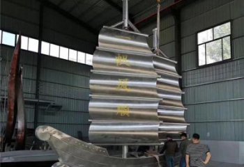 景區帆船雕塑，鍍金歐式雕塑，鐵藝材質