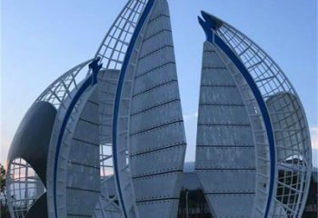 售樓部帆船雕塑，噴砂發(fā)光雕塑，烤漆題材