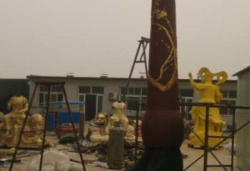 街道毛筆雕塑，鍛造景觀雕塑，古銅效果