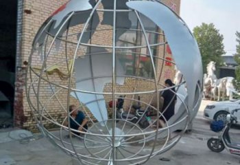 景區地球儀雕塑，鍍金歐式雕塑，鐵藝材質