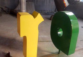 大型字母雕塑，鍍金歐式雕塑，鍍金工藝