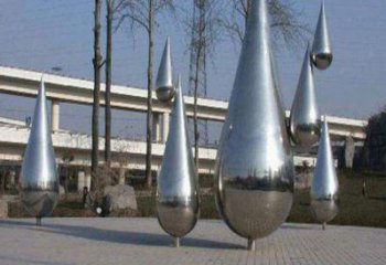廣場水滴雕塑，抽象水景雕塑，抽象效果