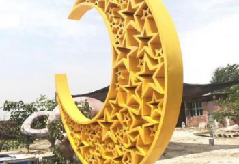 步行街月亮雕塑，鍛造景觀雕塑，鏤空方式