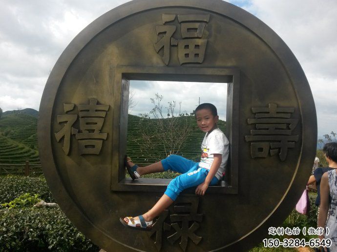 房地產(chǎn)銅錢(qián)雕塑，仿古景觀雕塑，噴砂制造