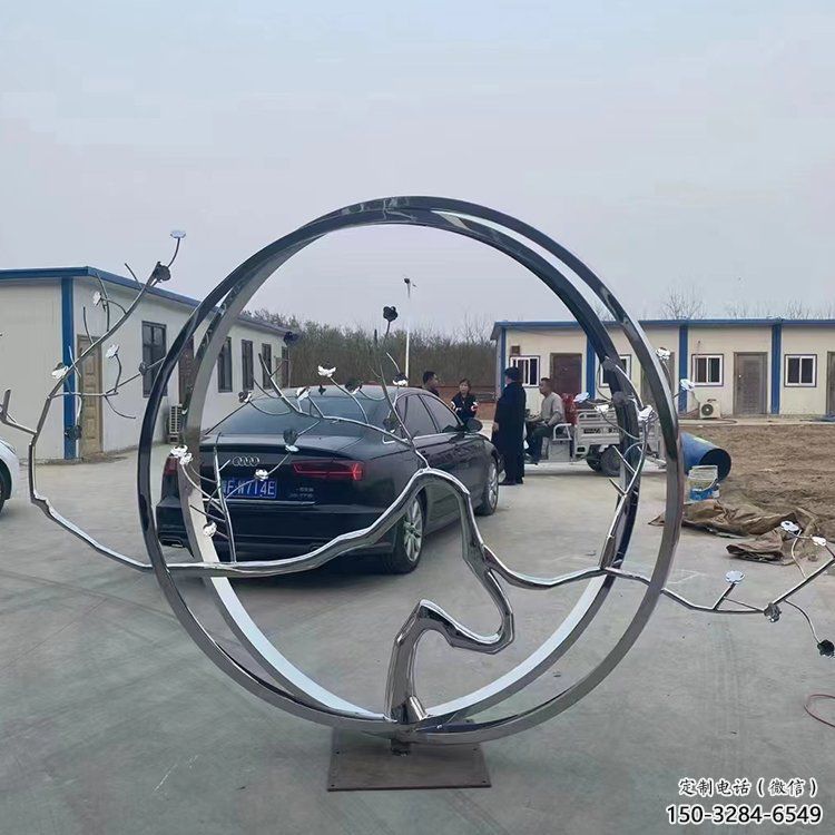 圓環(huán)雕塑，鏤空景觀雕塑，抽象效果