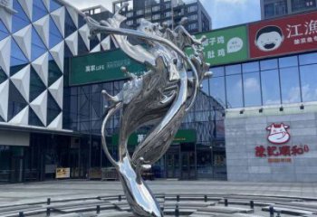 校園海浪雕塑，拉絲景觀雕塑，抽象主題