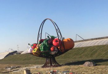 農村花籃雕塑，烤漆景觀雕塑，抽象效果