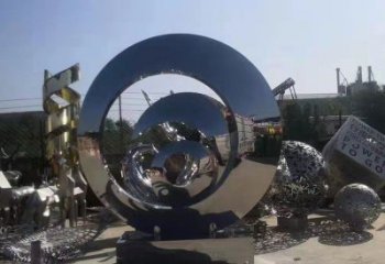 步行街圓環雕塑，鍛造景觀雕塑，鏤空方式
