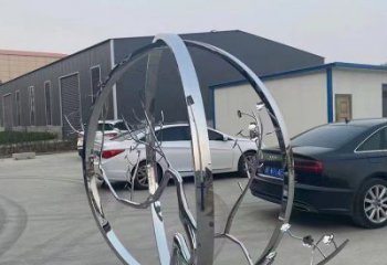 城市圓環雕塑，網格景觀雕塑，拋光效果