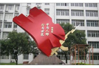 城市紅旗雕塑，烤漆黨建雕塑，古銅效果