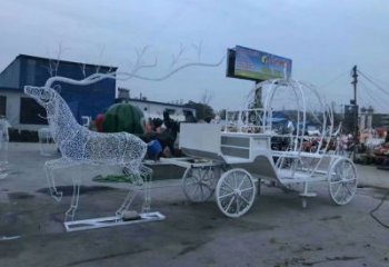 民俗馬車雕塑 店門口園林雕塑 鏤空小品