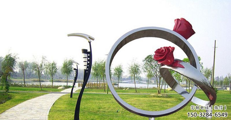 戶外戒指雕塑 噴漆景觀小品 燈光雕塑