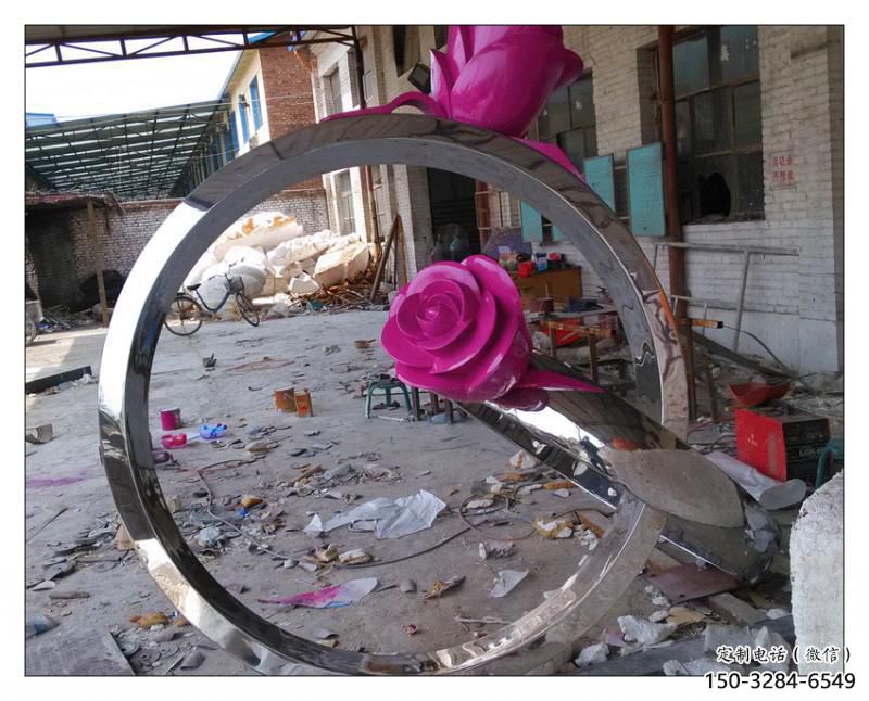街頭戒指雕塑 大型別墅區擺件 鋼管雕塑
