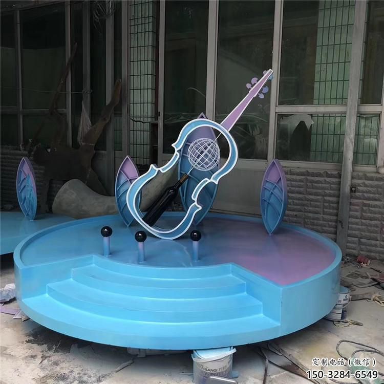 街道吉他雕塑 現(xiàn)代景觀擺件 彩繪雕塑