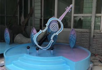 街道吉他雕塑 現(xiàn)代景觀擺件 彩繪雕塑