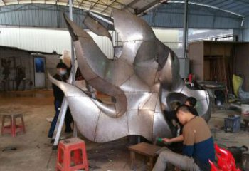 房地產火焰雕塑 現代景觀擺件 幾何雕塑