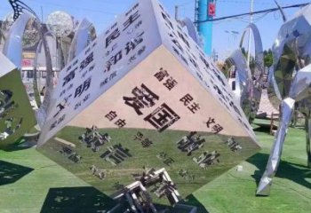 啞光魔方雕塑 拉絲景觀小品 步行街雕塑