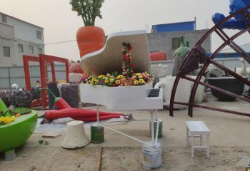 燈光鋼琴雕塑 懸空餐飲店小品 商業(yè)街雕塑