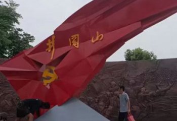 大型國旗雕塑廠家，戶外景觀雕塑，烤漆工藝