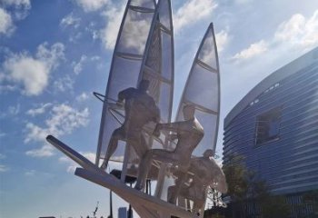 景觀(guān)船艇雕塑 剪影景觀(guān)小品 商業(yè)街雕塑