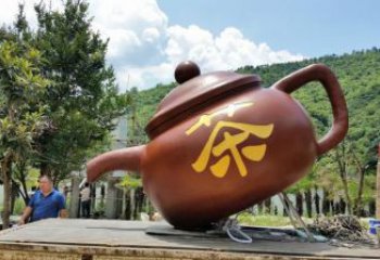 街頭酒壺雕塑 大型別墅區擺件 鋼管雕塑