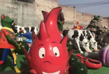 仿古火龍果雕塑 庭院彩繪雕塑 田間小品