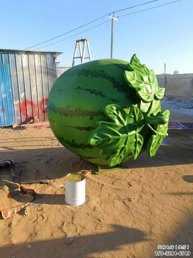 玻璃鋼西瓜雕塑 田間彩繪雕塑 仿真擺件