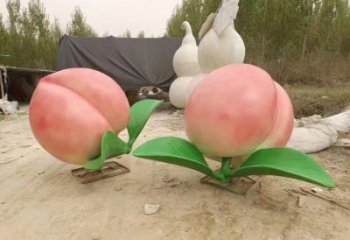 酒店桃子雕塑 景觀美陳果蔬雕塑 現代水果雕塑