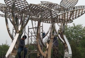 賓館松樹雕塑 烤漆大型大樹雕塑 歐式植物雕塑