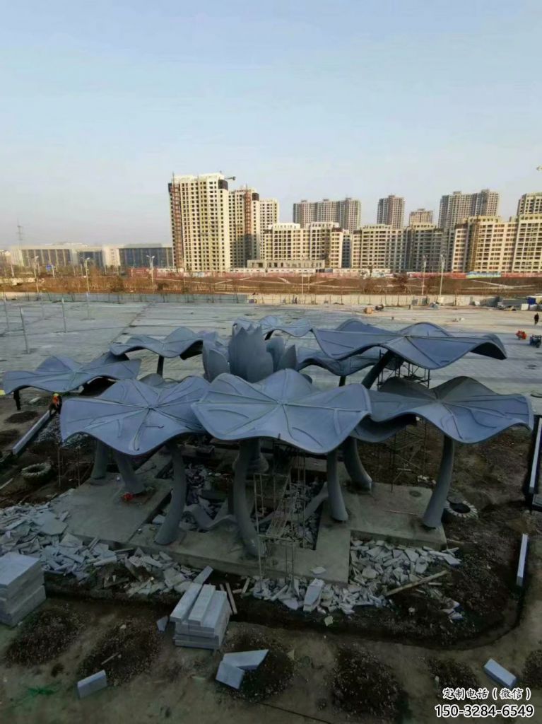 房地產荷葉雕塑 剪影植物雕塑 鍛造花卉雕塑