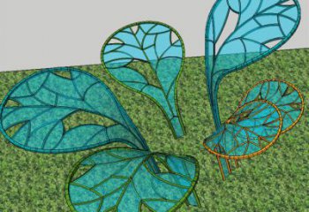 商業(yè)街樹葉雕塑 烤漆花卉雕塑 彩繪植物雕塑