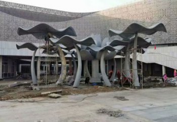 荷葉雕塑 電鍍現代植物雕塑 公園花卉雕塑