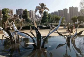 街道百合花雕塑 現(xiàn)代景觀植物雕塑 彩繪花卉雕塑