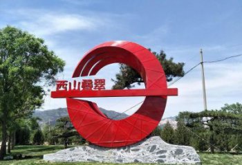 房地產精神堡壘雕塑 現代景觀標牌雕塑 幾何標識雕塑