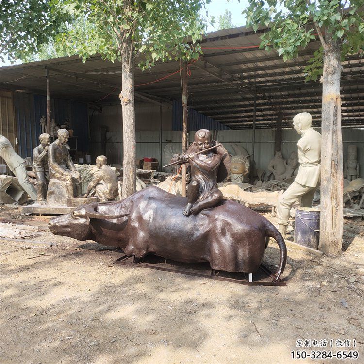大型牧童雕塑廠家 歐式步行街鑄銅雕塑 彩繪民俗雕塑