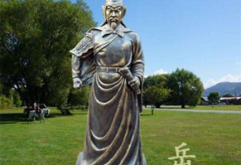 噴漆岳飛雕塑 中式村口名人雕塑 草地肖像雕塑