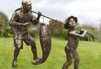 田間漁民雕塑 彩繪雕塑 園林擺件