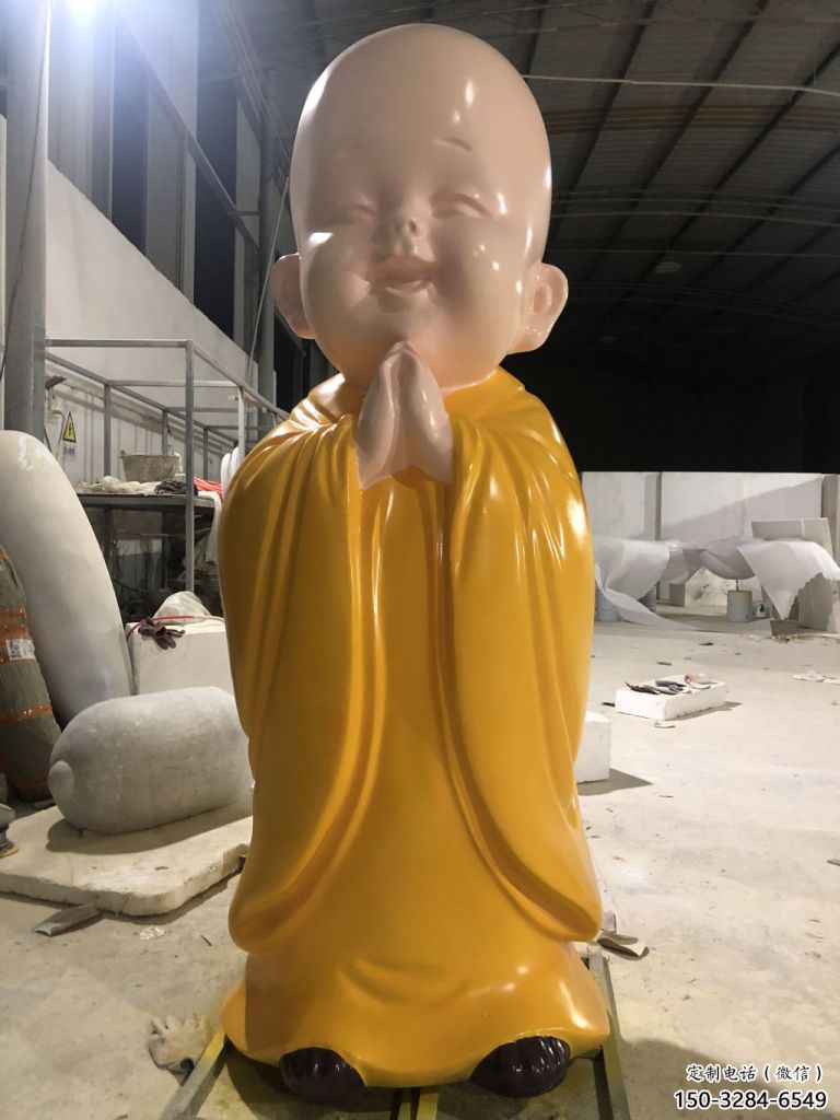 現(xiàn)代小和尚雕塑 大型兒童雕塑 鑄銅肖像雕塑