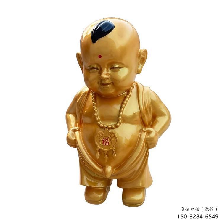 小和尚雕塑 烤漆大型兒童雕塑 鑄銅肖像雕塑