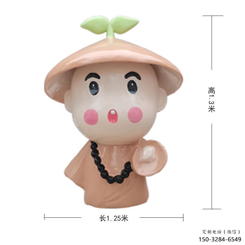 鑄銅小和尚雕塑 黃銅兒童雕塑 步行街肖像雕塑