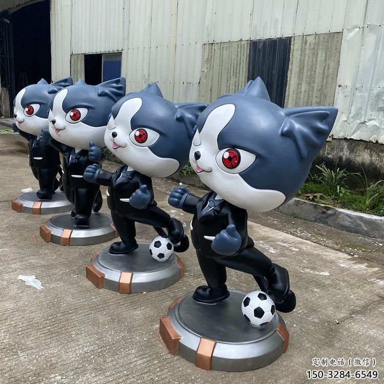 彩繪黑貓警長雕塑 仿真卡通雕塑 街頭雕塑