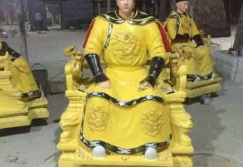 烤漆皇帝雕塑 鑄銅古代雕塑 室內(nèi)雕塑