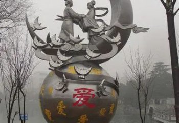 鏡面牛郎織女雕塑 大型神話雕塑 古代雕塑