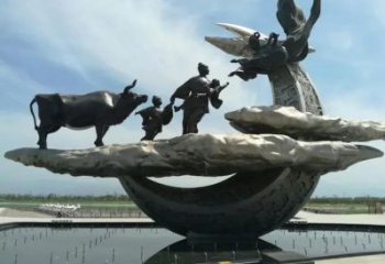 風景區牛郎織女雕塑 售樓處廣場雕塑 仿古擺件