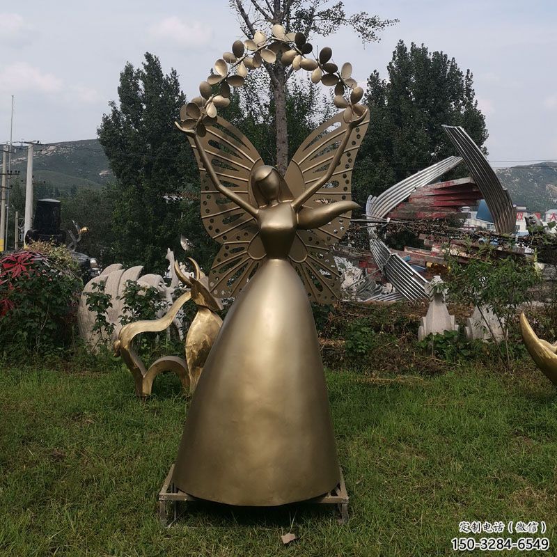 大門口天使雕塑 發(fā)光公園小品 仿真卡通雕塑