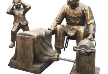 廣場(chǎng)老人雕塑 抽象景觀民俗雕塑 烤漆古代雕塑