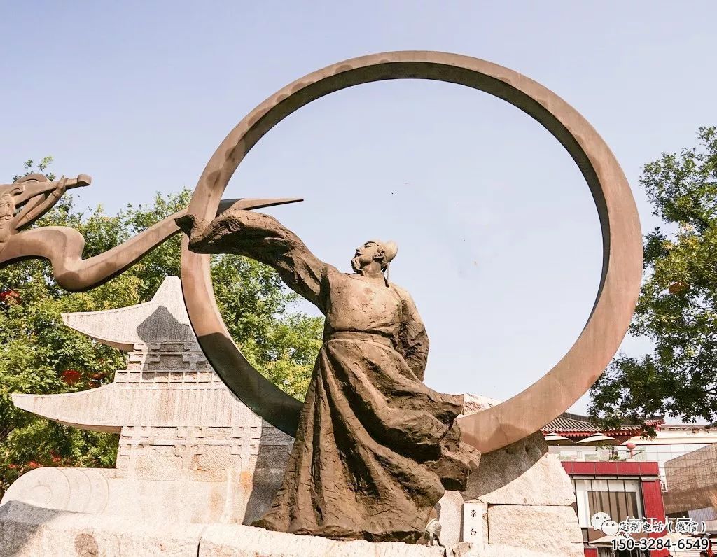 大型李白雕塑 步行街人物雕塑 彩繪詩人雕塑