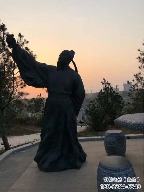 街道李白雕塑 現代景觀人物雕塑 彩繪詩人雕塑