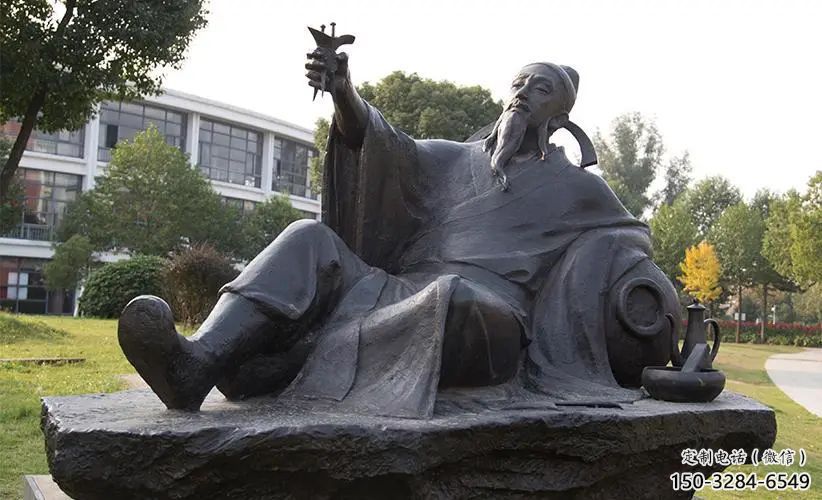 步行街李白雕塑廠家 景觀古代雕塑 鑄造詩人雕塑