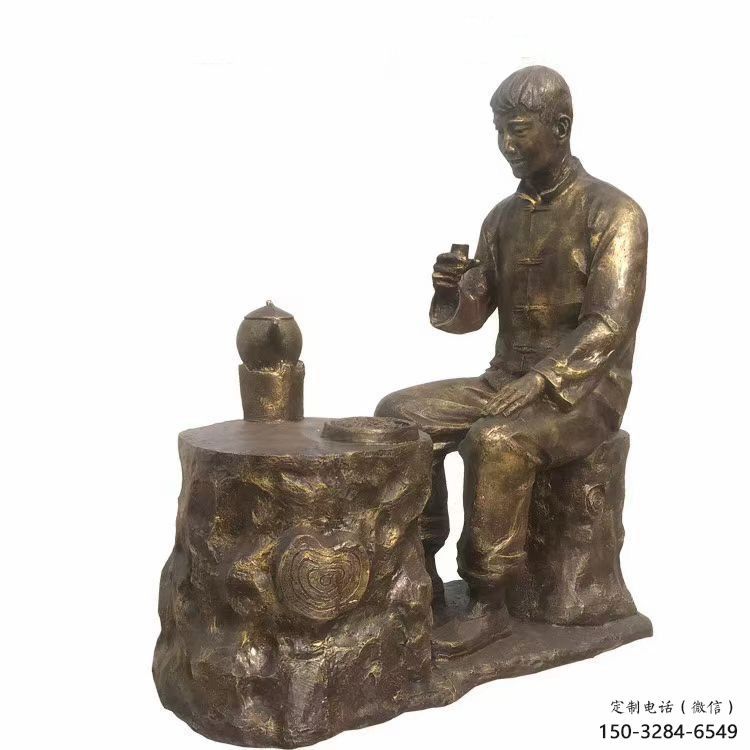 茶道雕塑 戶外民俗雕塑 農村制茶雕塑
